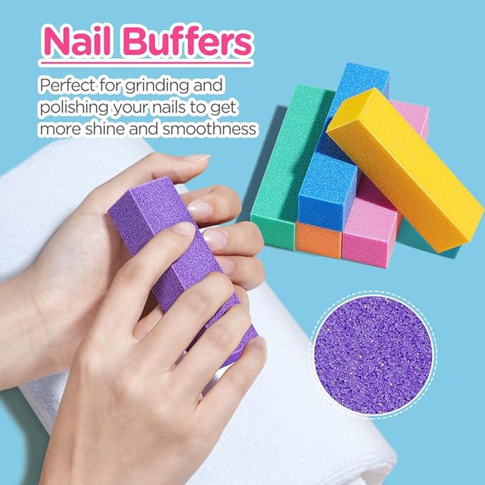 TsMADDTs Nail Buffers and Files, 6PCS Buffer Blocks, 6PCS 100 180 Grit Files, Professional Manicure Tools Kit, Nail Care Tools Kit