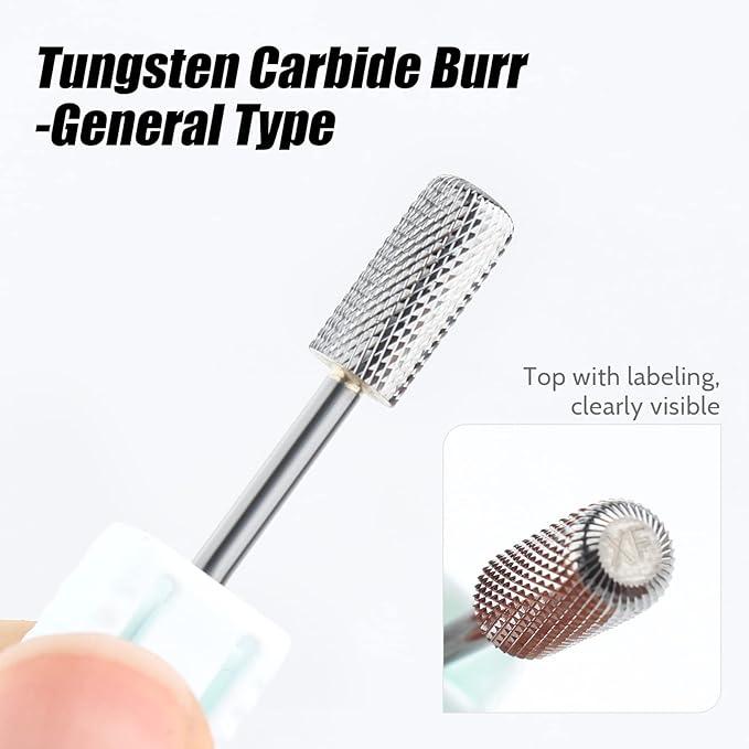 QUNZHAO Nail Drill Bits Dust proof bit Tungsten Steel Fast remove Acrylic or Hard Gel 3/32" Shank - Manicure, Nail Art, Drill Machine (Extra Fine - XF, Silver)