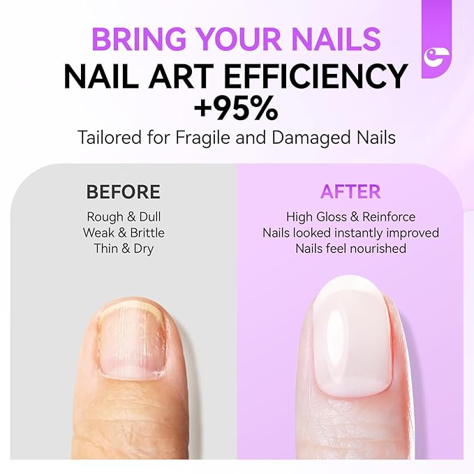 Gelike EC Pro Nail Glue & Strengthener: Milky White 6-in-1 Nail Adhesive for Repair - Strengthening & Protein Repair - Perfect for Home & Salon Use 11759 - UV Needed