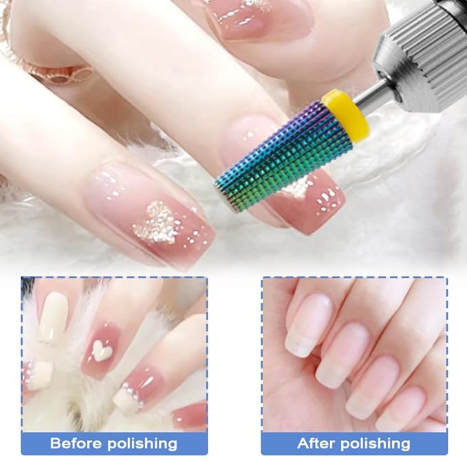 5Pcs Nail Drill Bits Set for Acrylic Nails, Multifunctional Tungsten Steel 5 in 1 Nail Polishing Grinding Head Manicure Tool