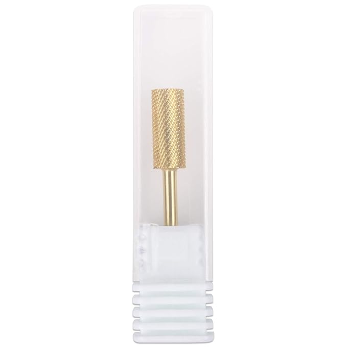 PANA Nail Carbide Cylinder Bit - Two Way Rotate use for Both Left and Right Handed - Fast remove Acrylic or Hard Gel - 3/32" Shank - Manicure, Nail Art, Drill Machine (Fine, Gold)