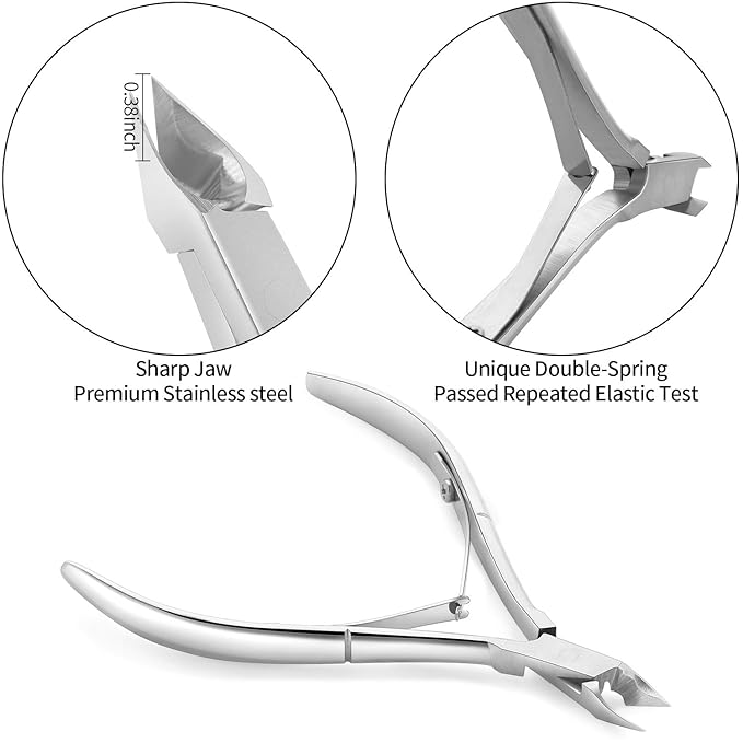 YINYIN Professional Stainless Steel Nippers, Cutter Clippers, Cuticle Remover, Trimmer with Pusher, Pedicure Manicure Tools for Fingernails and Toenails, Sliver