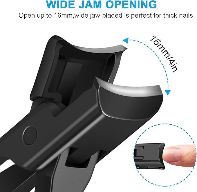 Heavy Duty Nail Clippers for Men with Catcher, Toe Nail Clippers for Thick Nails, Wide Opening, Self Collecting, Ultra-Sharp and Durable EDC Fingernail Toenail Clippers for Men and Women