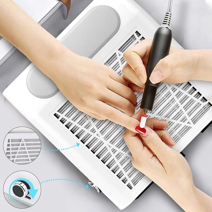 Nail Dust Collector Vacuum 80W Adjustable Power Suction CoFashion Nail Dust Cleaner Machine for Manicure, Dust Collector for Nails for Salon Home Use- Nail Filter When Using Nail Drill