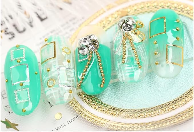 0.8mm Gold Nail Charms Caviar Beads for Nails 6 Sizes Mini Small Stainless Steel Beads Nails Art Decorations Gun Grey DIY Tool Nail Studs Accessories Gold Charms for Nails (Light Gold)