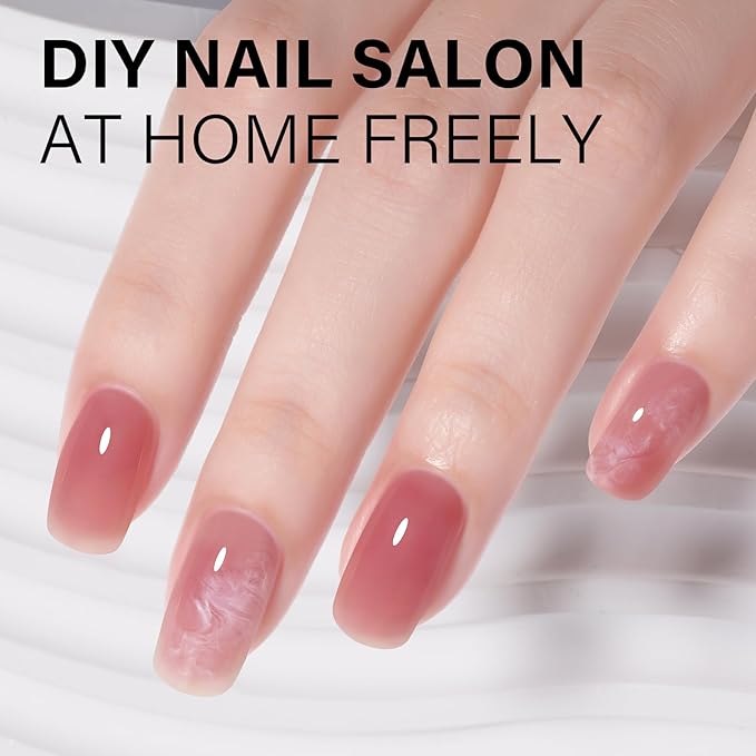AILLSA Dark Pink Gel Nail Polish Pink Burgundy Jelly Gel Polish Neutral Sheer Translucent Nude Gel Polish Long Lasting Pinks Wine Color Soak Off U V Gel for French Manicure Nail Art at Home 0.51 Oz
