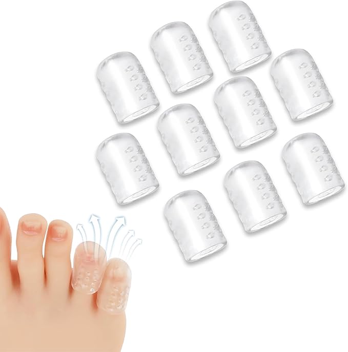 Silicone Anti-Friction Toe Protector, Silicone Toe Protectors, Gel Toe Protectors, Breathable Little Toe Covers, Blisters, Calluses, and Corns Protection (10PCS)