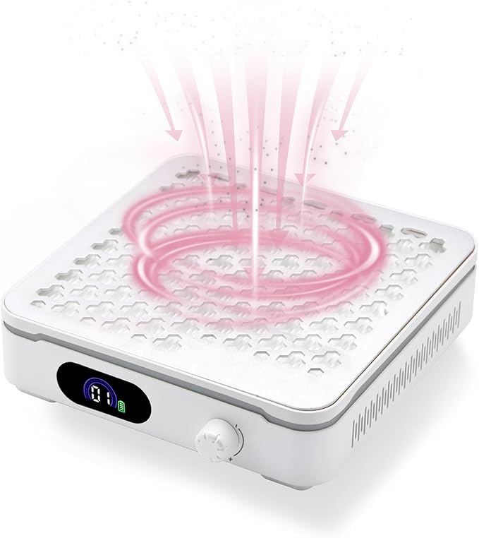 Nail Dust Collector with 10 Speed Settings, Powerful Suction Nail Vacuum, Nail Fan Dust Collector for Beginner, Dust Collector Nail Tech for Acrylic Nail Polishing Manicure Salon Home (White)