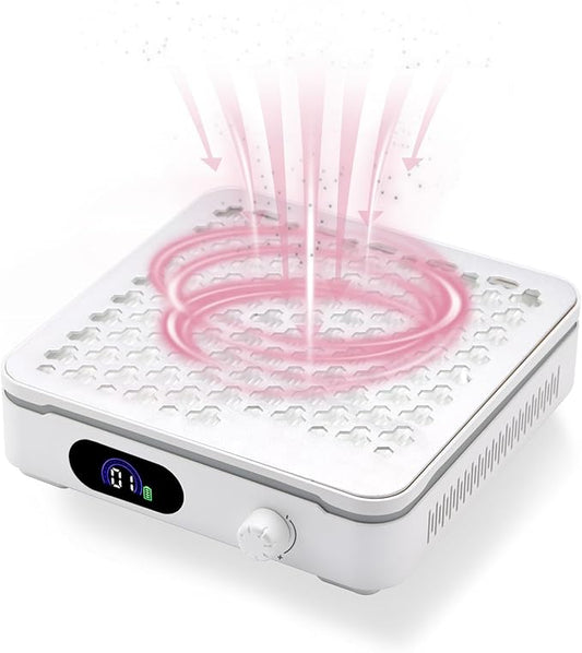 Nail Dust Collector with 10 Speed Settings, Powerful Suction Nail Vacuum, Nail Fan Dust Collector for Beginner, Dust Collector Nail Tech for Acrylic Nail Polishing Manicure Salon Home (White)