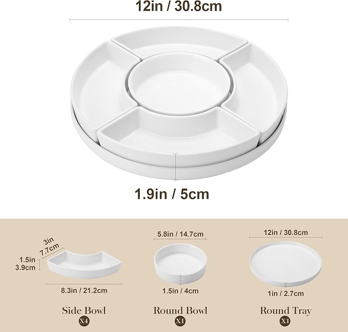 MALACASA Porcelain Divided Serving Dishes, Appetizers Tray, Serving Tray - Image 2