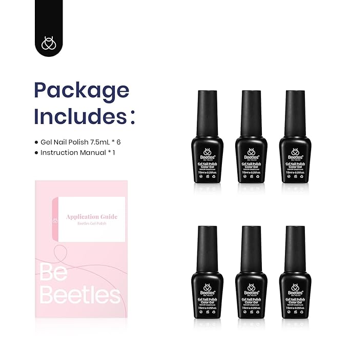 Beetles Blue Gel Polish Set - Winter Glitter Dark Navy Blue Sliver Gel Nail Polish, 6 Colors Soak off Nail Uv Lamp Manicure Gift for Women