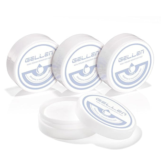 Gellen Non Acetone Nail Polish Remover Pads, Fragrance Free Nail Polish Remover Wipes, No Drying Formula Vitamin E & Jojoba Oil, 140pcs Travel Size Bulk Set, No Leakage, Long-lasting For 12+ Months