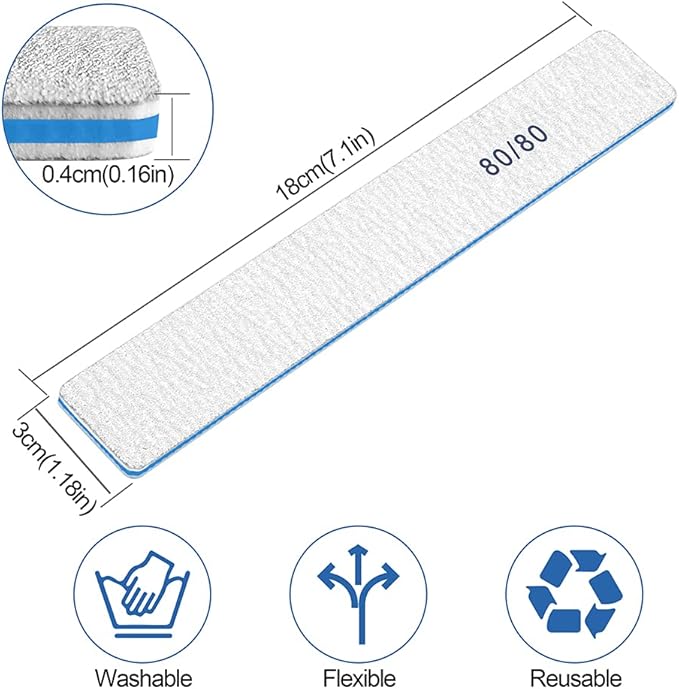Nail Files 50pcs-Nail File 80/80 Grit for Acrylic Nails, Rough Nail Files Emery Boards for Artificial Nails, Fake Nails, Professional Double Sided Jumbo Zebra Nail File