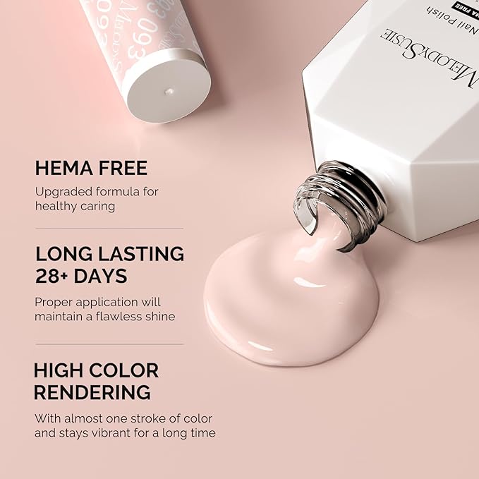 MelodySusie Hema Free Gel Nail Polish, 0.5 Fl Oz Thick Nude Pink Gel Polish, Non Toxic, Long Lasting, Soak Off UV Nail Polish, Manicure Nail Design Salon DIY Nail Art at Home 093