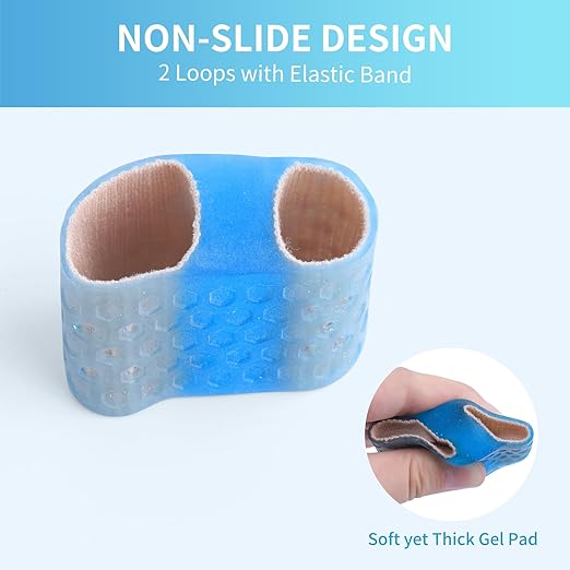 Toe Separator for Women and Men, Bunion Corrector for Big Toe, 4 Pcs Toe Spacer for Bunions, Overlaps, Deformed Toes - Blue Large
