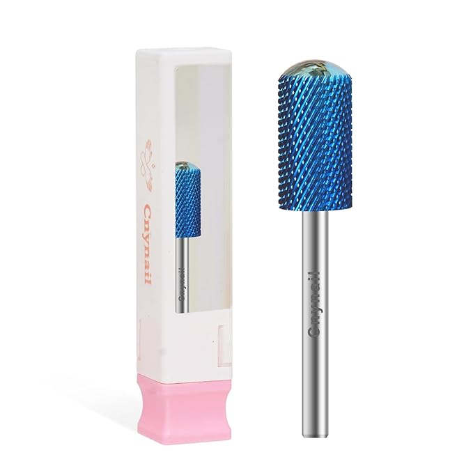 3/32" Large Barrel Smooth Round Top Tungsten Carbide Nail Drill Bit Safety Bit for Gel & Acrylic Removal, 2-Way Rotating Efile Tip, Salon Electric File Accessory (M Grit, Blue)