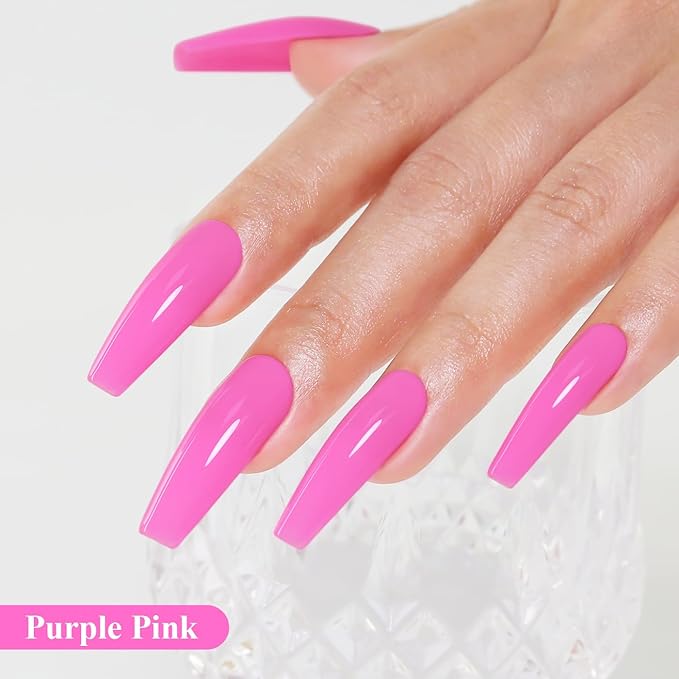 Imtiti Pink Gel Nail Polish, Purple Pink Gel Polish High Gloss Soak Off UV LED Nail Gel Polish Spring Summer Art Manicure Salon DIY Design 10ML