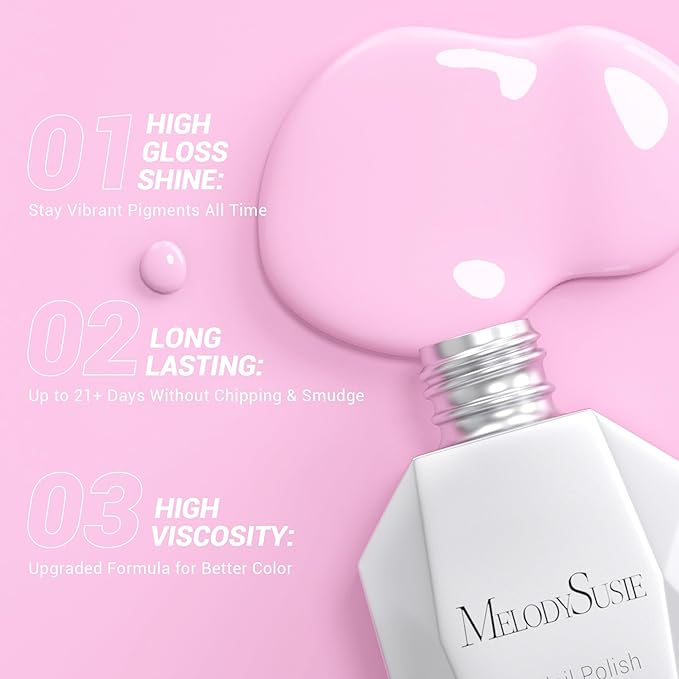 MelodySusie Thick Macaron Pink Gel Nail Polish,0.5 Fl Oz Nails Soak Off UV LED Funny Bunny Creamy Pink Gel Polish Gift for Women Nail Art Manicure Salon DIY Nail Design-012