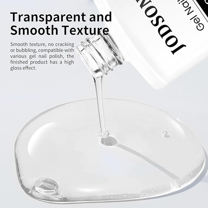 JODSONE 2 Bottles 18ml Top Coat Base Coat Gel Polish Set Compatible for Nail Salon Bright Surface, Girl Gift and At Home DIY Need U V Lamp Curing