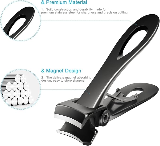 Toenail Clippers for Thick Toenails, Long Handle Wide Jaw Opening Nail Clippers for Adult, Men, Seniors, Extra Large Heavy Duty Toenail Clippers for Fingernail & Ingrown Toenail (2 Piece Set)