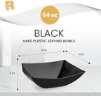 R-kay 6 Pack Square Plastic Black Serving Bowls - Image 3