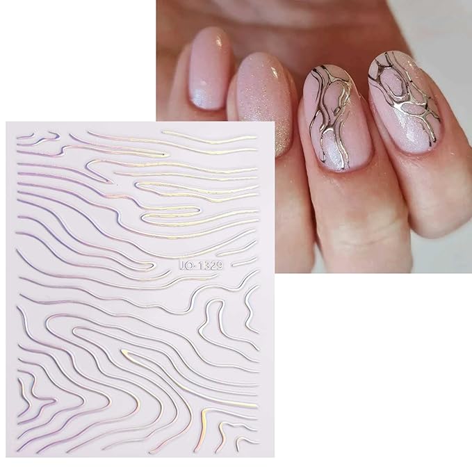 JMEOWIO 12 Sheets Aurora Nail Art Stickers Decals Self-Adhesive Pegatinas Uñas Glitter Holographic Nail Supplies Nail Art Design Decoration Accessories