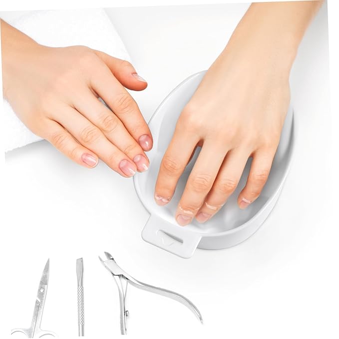 FRCOLOR Rectangular Manicure Bowl Nail Art Bowl for Soaking White Plastic Soak Tray