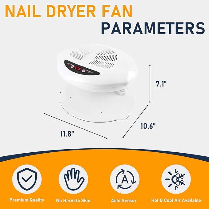 Nail Dryer for Regular Polish, 400W Air Nail Dryer Fan with Auto Sensor, Professional Nail Drying Fan with Hot and Cool Air for Salon and Home Use