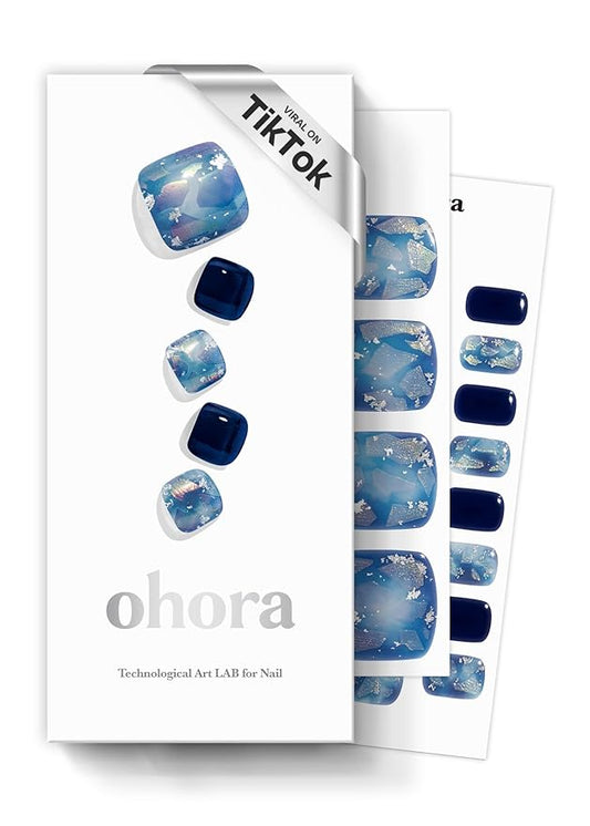 ohora Semi Cured Gel Pedi Strips (P Aube) - Works with Any Lamps, Salon-Quality, Long Lasting, Easy to Apply & Remove - Includes 2 Prep Pads, Nail File & Wooden Stick