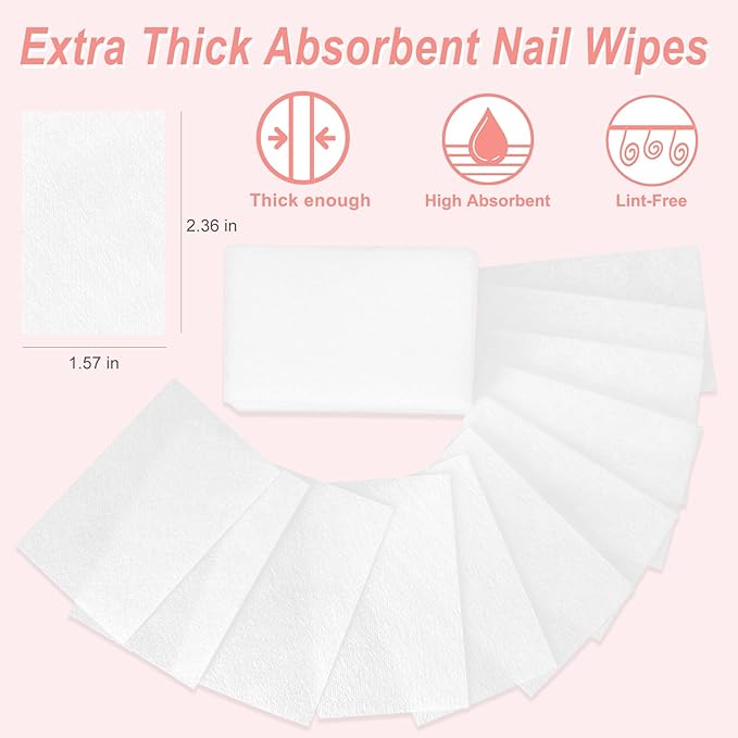 270 Pcs Lint Free Nail Wipes – Professional No Lint Nail Pads for Gel Nail Polish Removal, Acrylic, Dip Powder & At-Home Manicures – Essential Nail Prep Wipes for Flawless Nails