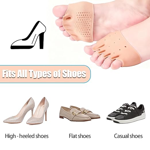 3 Set Silicone Toe Separators and Gel Heel Protectors for Women & Men, Bunion Corrector Cushion, Metatarsal Pads, Ball of Foot Cushions, Breathable Soft Gel Foot Cushions, Silicone Heel Cups
