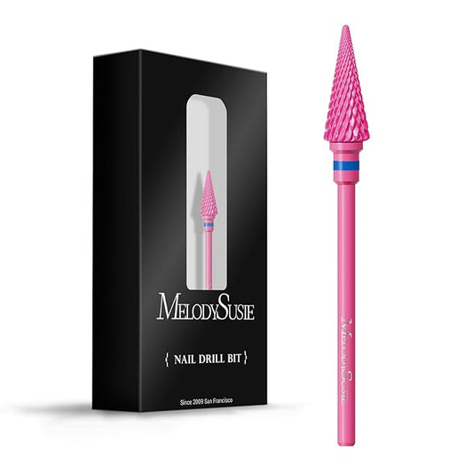 MelodySusie Professional Tapered Nib Nail Drill Bit, 3/32'' Carbide Tungsten Multi-function Bit, Suitable for Manicure Pedicure Cuticle Gel Polishing, Technicians Bit, Series Bit-M, Pink Blossom, M