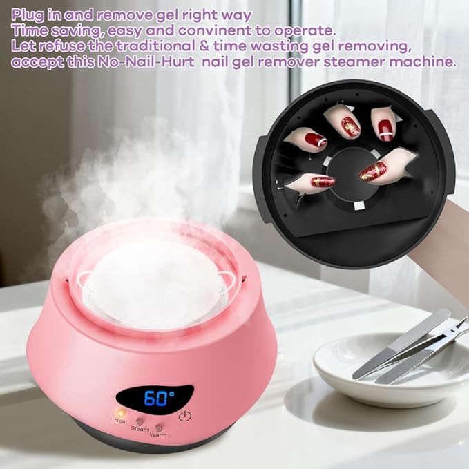 Nail Polish Remover Machine Upgraded Electric Steam Remover Portable Automatic Gel Nail Polish Remover for Home and Salon Use