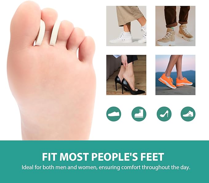 Welnove Foam Toe Separators - 80 Pack Toe Spacers for Corn, Blister, and Hammer Toe Relief - Breathable, Adhesive Options for Pain from Bunions, and Toe Overlap, Toe Spacers for Men