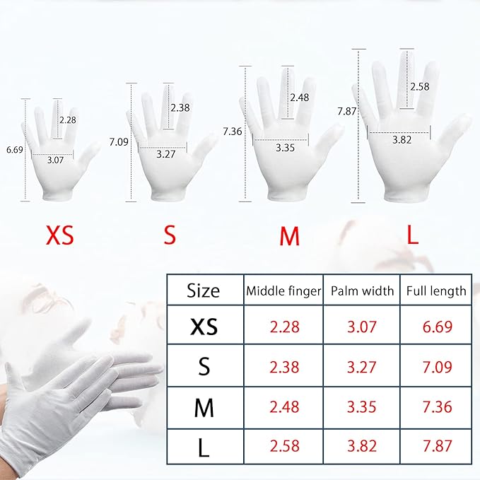 24Pcs White Cotton Gloves for Dry Hands Kids Eczema Gloves Overnight Moisturizing Gloves for Women Cosmetic