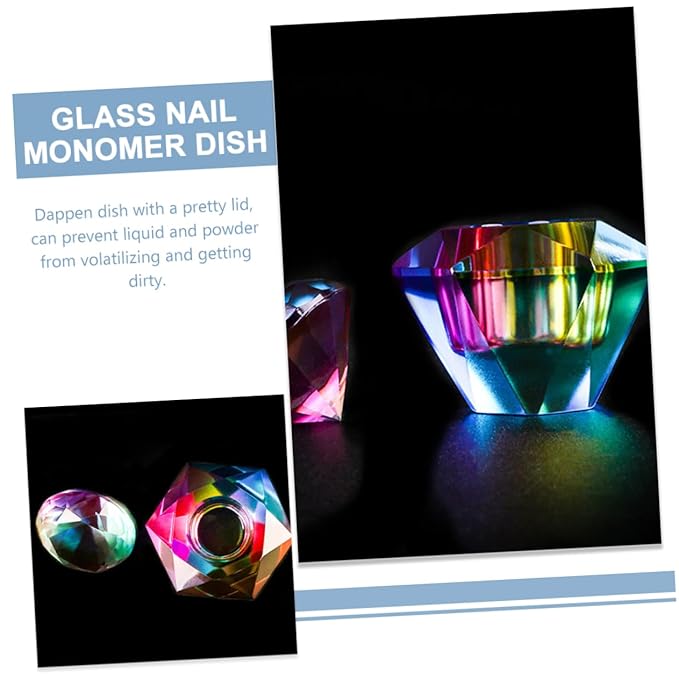 FRCOLOR nail glass bowl monomer dish petri dish monomer dish with lid glass bowl Manicure tools nail dappen dish dappen dish with lid nail glass cup crystal glass glass nails Acrylic