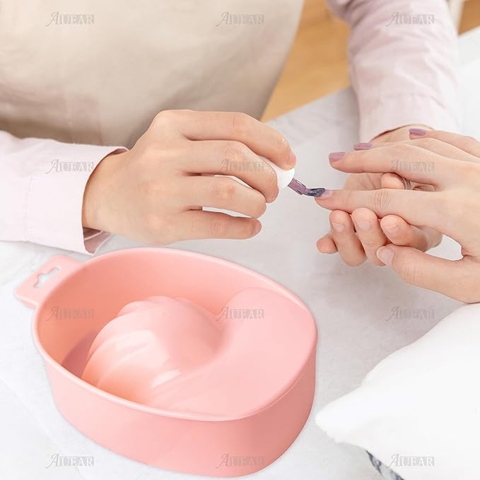 AUEAR, 2 Pack Manicure Bowl Nail Soaking Art Hand Soak Treatment Bowls Tray for SPA Tools (Light Pink)
