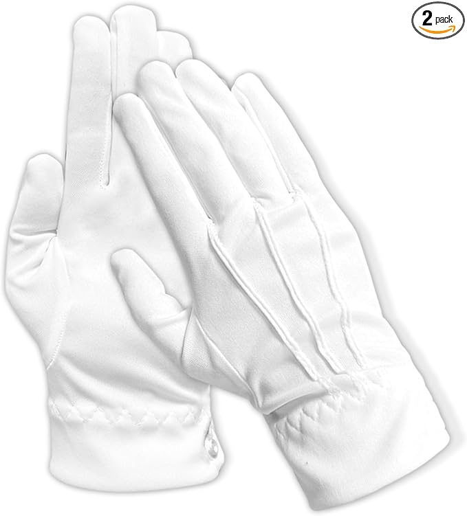 White Gloves Men,White Costume Gloves,Cotton Cloth Glove for Halloween Mime Magician Butler Costume,Marching Band Moisturizing Glove,Tuxedo Accessories,Halloween Cosplay Accessories