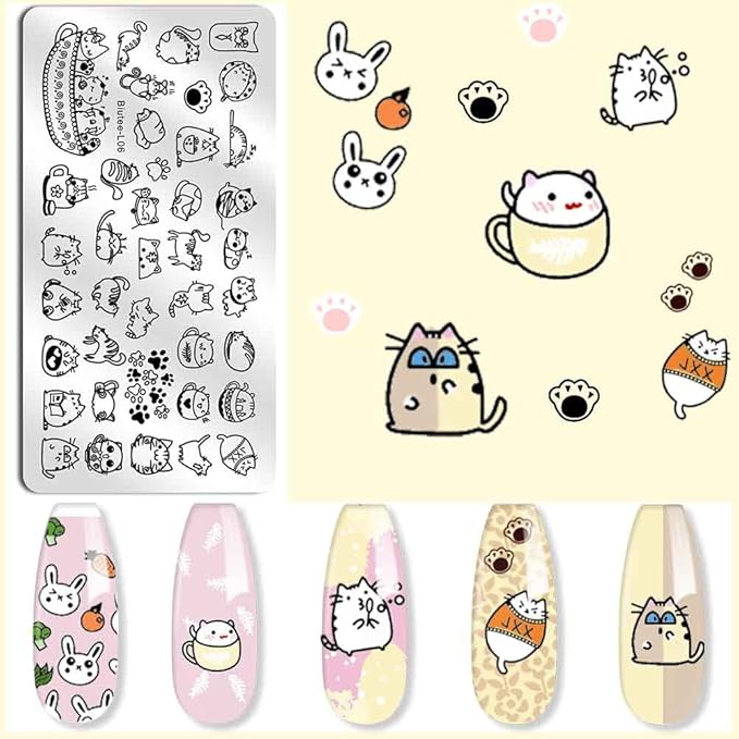 Biutee Nail Stamping Plates set 8 pcs Nail stamping polish gel 10pcs Templates with stamper Nail Art Plates set Valentine Nail Plates animal flower Rose design