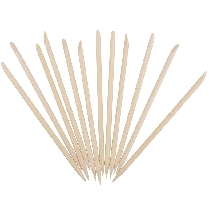 LEXININ 1500pcs 4.5 Inch Orange Wood Nail Sticks, Wooden Cuticle Pusher Sticks, Doubled Sided Wooden Stick for Manicure, Pedicure