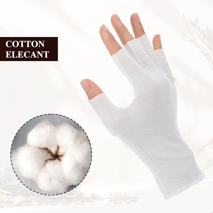7 Pairs White 100% Cotton Gloves, Moisturizing Gloves for Dry Hands & Overnight Care, Breathable Moisturizing Night Glove for Women & Men