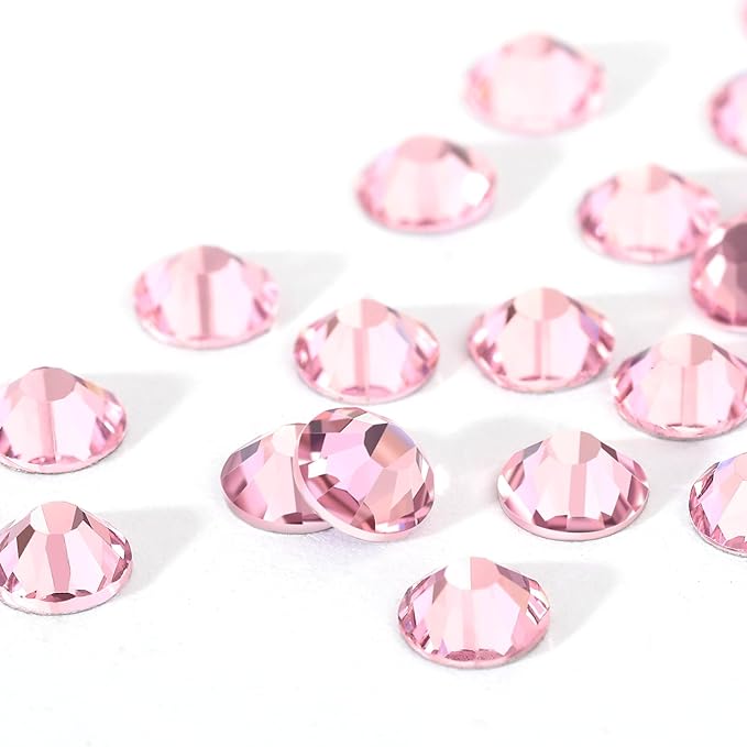 Novani Crystal Rhinestones, Flatback Loose Gemstones 288pcs Glass Rhinestones for Clothes Shoes Crafts Makeup Nail Art and DIY Decorations(SS30, Pink)