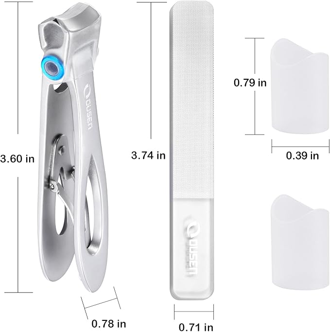 Nail Clippers with Full Catcher, Professional Anti Splash Nail Clipper for Men & Women, Wide Jaw Toenail Clippers for Seniors Thick Nails, Adult Toe Nail Clipper Fingernail Cutter Catch All Clippings