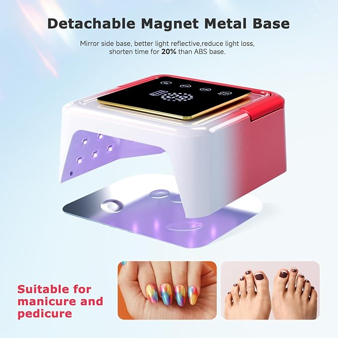 Cordless UV LED Nail Lamp, 108W Rechargeable Nail Light with 36 Beads, Built-in Large Touch Display Gel Nail Lamp for Easy to Use, Nail UV Light with Auto Sensor & 4-Timer Modes for Home & Salon