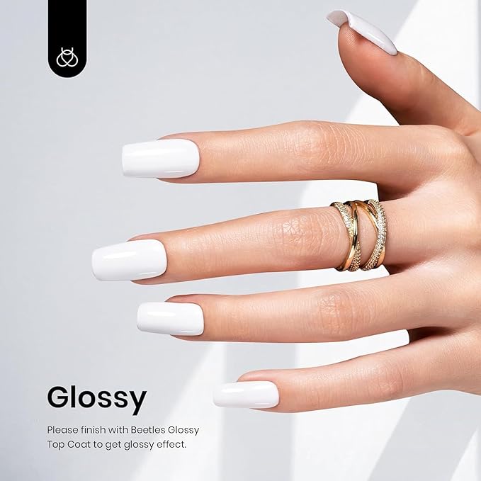 Beetles White Gel Nail Polish - 2Pcs 15ML White Color Gel Polish Soak Off UV Light Cure for French Nail Manicure Salon DIY Gift for Women