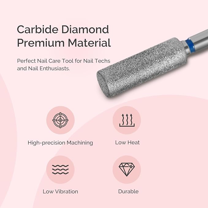 MelodySusie 4mm Barrel Shape Cuticle Clean Nail Drill Bit 3/32'', Professional Safety Carbide Diamond Under Nail Cleaner for Cuticle Dead Skin Nail Prepare, Beginners Bits, Series Bit-S, Medium