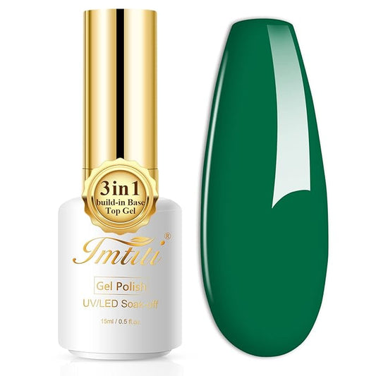Imtiti Gel Nail Polish,1 Pcs 0.5 Fl Oz Emerald Green Gel Polish No Need Base and Top Coat 3 in 1 Gel Nail Polish Kit, Soak Off LED U V Nail Gel Polish Nail Art Starter Manicure Salon Gel Nail Kit for Women Girls