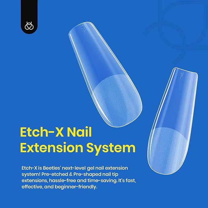 Beetles Coffin Medium Nail Tips - 504 Pcs Easy Press On Nails, Matte Finish, Pre-Shaped for Gel Art Polish