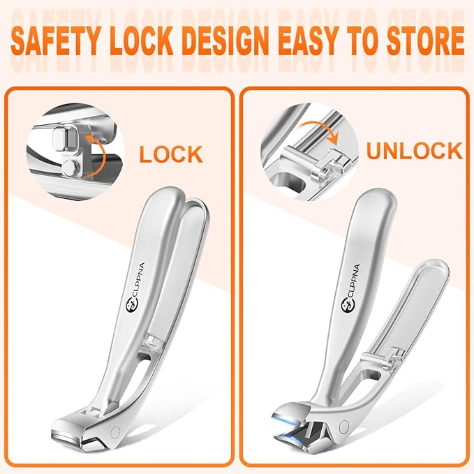 Toenail Clippers for Seniors, 2025 Upgrade Angled Head Nail Clippers for Men with Catcher, CLPPNA Ergonomic Toenails Clipper for Thick Toenails Long Handle, Sharp Wide Jaw Fingernail Clippers Adult