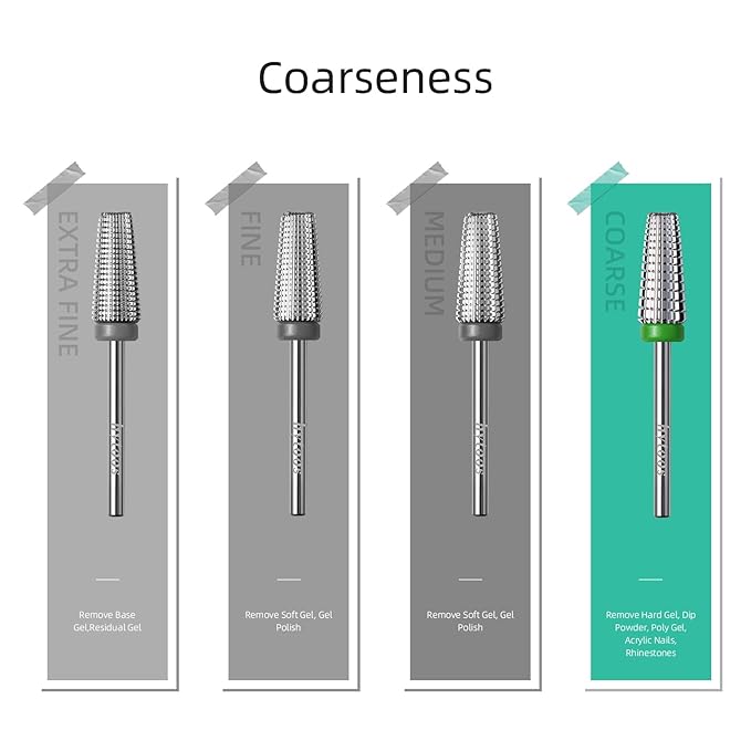 5 in 1 Nail Drill Bits, Coarse Safety Tapered Nail Bit, Straight Cut Carbide Drill Bits for Nails, 3/32 Two-way, Electric Drills Removal Manicure Thick Gel